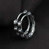 Men's Silver Stainless Steel Skull Hoop Earrings