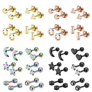 4-9 Pairs Mix Studs Earring Set Zircon Ear Studs Women Gift Ear Piercing