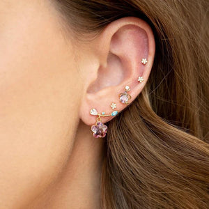 5pcs Flower Stud Earrings Set Crystal Piercing Jewelry