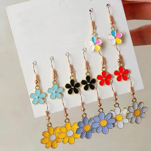 Colorful Butterfly Daisy Flower Earrings Set Circle Drop Ear Hook Enam