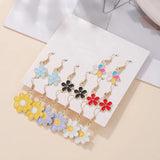 Colorful Butterfly Daisy Flower Earrings Set Circle Drop Ear Hook Enam