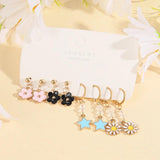Colorful Butterfly Daisy Flower Earrings Set Circle Drop Ear Hook Enam