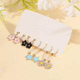 Colorful Butterfly Daisy Flower Earrings Set Circle Drop Ear Hook Enam