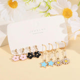 Colorful Butterfly Daisy Flower Earrings Set Circle Drop Ear Hook Enam