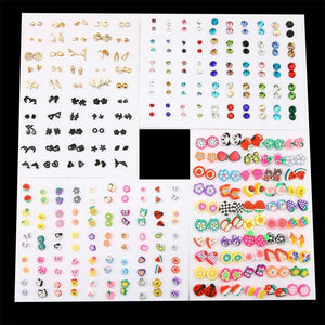50 Pairs Colorful Stud Earrings Set for Women Girls