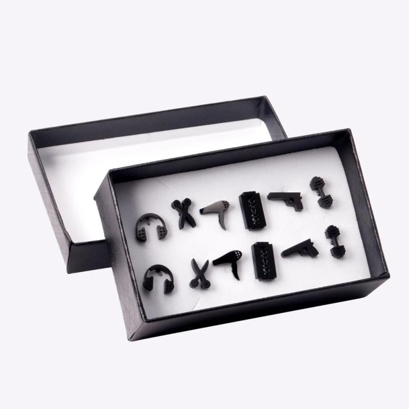 Music Note/Scissors/Hair Dryer Earrings Set Women/Men Punk Ear Stud