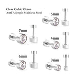 Stainless Steel Cubic Zirconia Stud Earring Set
