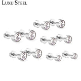 Stainless Steel Cubic Zirconia Stud Earring Set