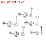 Stainless Steel Cubic Zirconia Stud Earring Set