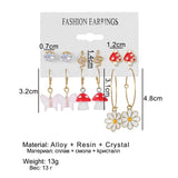 Crystal Mushroom Butterfly Earrings Set