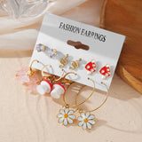 Crystal Mushroom Butterfly Earrings Set