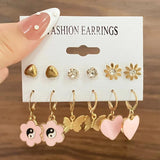 Crystal Mushroom Butterfly Earrings Set