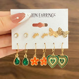 Crystal Mushroom Butterfly Earrings Set