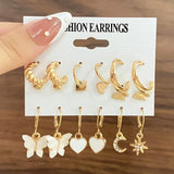 Crystal Mushroom Butterfly Earrings Set