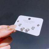 3 Pairs Small Panda Stud Earrings Set - Silver Women Girls Gift Jewelry