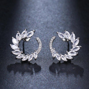 Semi Circular Teardrop Earrings Zirconia Wedding Jewelry Set