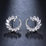 Semi Circular Teardrop Earrings Zirconia Wedding Jewelry Set