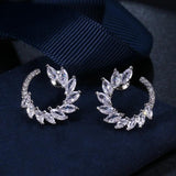 Semi Circular Teardrop Earrings Zirconia Wedding Jewelry Set