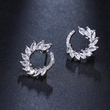 Semi Circular Teardrop Earrings Zirconia Wedding Jewelry Set