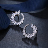 Semi Circular Teardrop Earrings Zirconia Wedding Jewelry Set