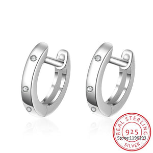 925 Silver U Shape CZ Small Hoop Earring for Women Top Jewelry Rose
