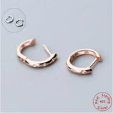 925 Silver U Shape CZ Small Hoop Earring for Women Top Jewelry Rose