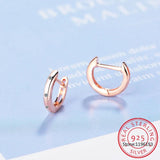 925 Silver U Shape CZ Small Hoop Earring for Women Top Jewelry Rose