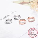 925 Silver U Shape CZ Small Hoop Earring for Women Top Jewelry Rose