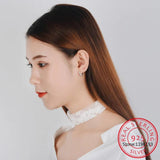 925 Silver U Shape CZ Small Hoop Earring for Women Top Jewelry Rose