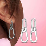 925 Silver & CZ Zircon Pave Heart Hoop Earrings for Women