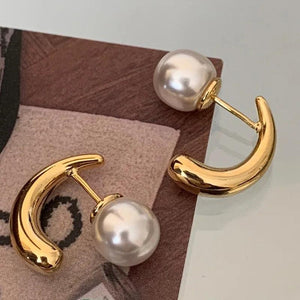 Bilandi 925 Silver Stud Earrings with Simulated Pearl
