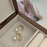 Bilandi 925 Silver Stud Earrings with Simulated Pearl