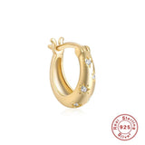 Star Zircon 925 Silver Earring 18K Hoop Circle Fine Jewelry Wedding Gift