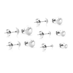Stainless Steel Ball Semicircle Earrings Set Anti-allergy Brinco Party