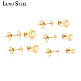 Stainless Steel Ball Semicircle Earrings Set Anti-allergy Brinco Party