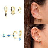 3pcs 4pcs/set Piercing Earrings Moon Star Snake Stud Earrings For Women Gift