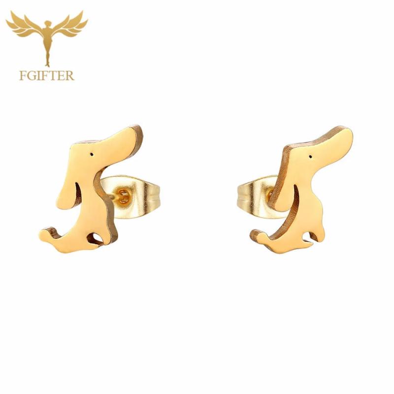 Dog Earrings Stainless Steel Animal Ear Lobe Piercing Set