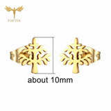 Tree Earrings For Women Golden Stainless Steel Jewelry Set 12 Pairs