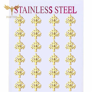 Tree Earrings For Women Golden Stainless Steel Jewelry Set 12 Pairs