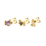 925 Sterling Silver Zircon Stud Earrings Rainbow Crystal Piercing Ear Studs