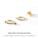 Sterling Silver Green Zircon Earring Set for Women