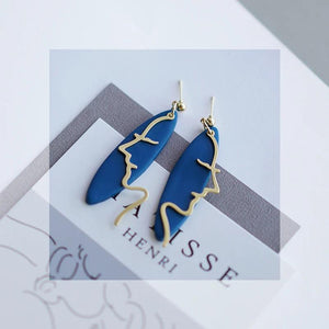 Brass Molded Abstract Colors Polymer Clay Earrings Dangle Set