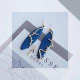 Brass Molded Abstract Colors Polymer Clay Earrings Dangle Set