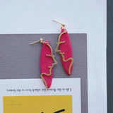 Brass Molded Abstract Colors Polymer Clay Earrings Dangle Set