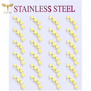 Stainless Steel Earrings Set Plated Ear Piercing Studs Jewelry