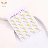 Stainless Steel Earrings Set Plated Ear Piercing Studs Jewelry