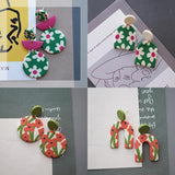 Daisy Flower Vintage Pattern Pendant Polymer Clay Earrings Set
