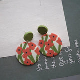 Daisy Flower Vintage Pattern Pendant Polymer Clay Earrings Set
