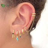 925 Silver Colorful Enamel Star Earrings 10mm Hoops