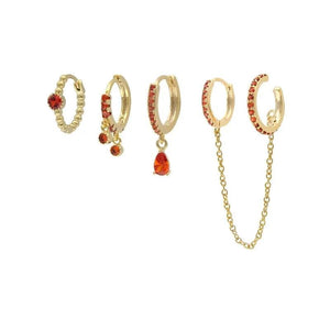 Vintage Cartilage Ear Cuff Zircon Hoop Earrings with Long Chain